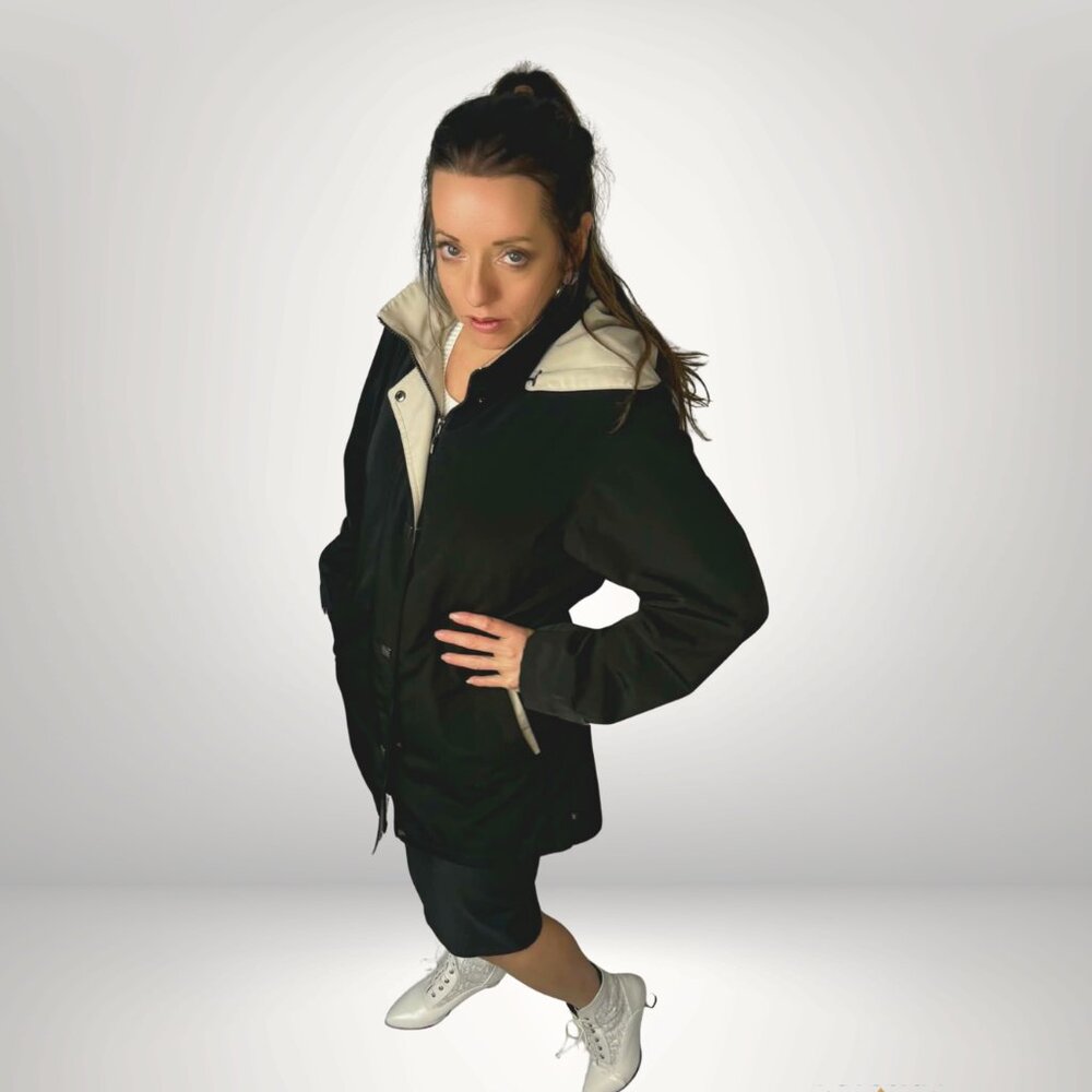 Vintage Liz Claiborne Black Utility Rain Jacket Contrast Lining Size M